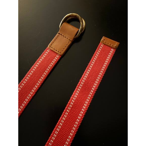 GAP Coral Red Fabric Belt w/Leather Trim Womens sz M - Picture 2 of 8